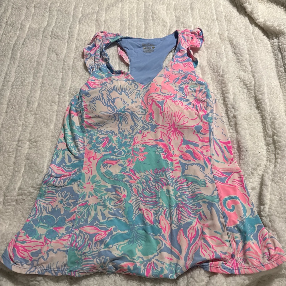 Sleeveless Floral Print Tank Top - Pink, Blue & Aqua